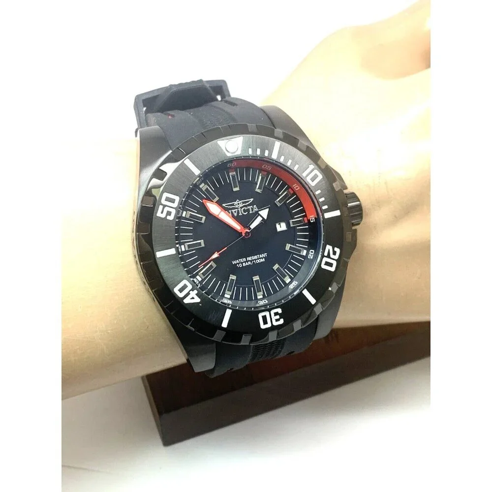 Invicta Men's Watch 30760 Pro Diver Quartz Red Black Dial Rubber Strap 52mm